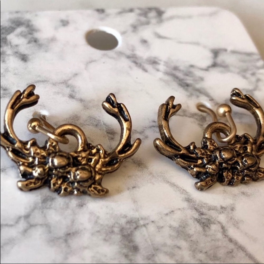 Gold Antler Crown Earrings - Picture 2 of 2